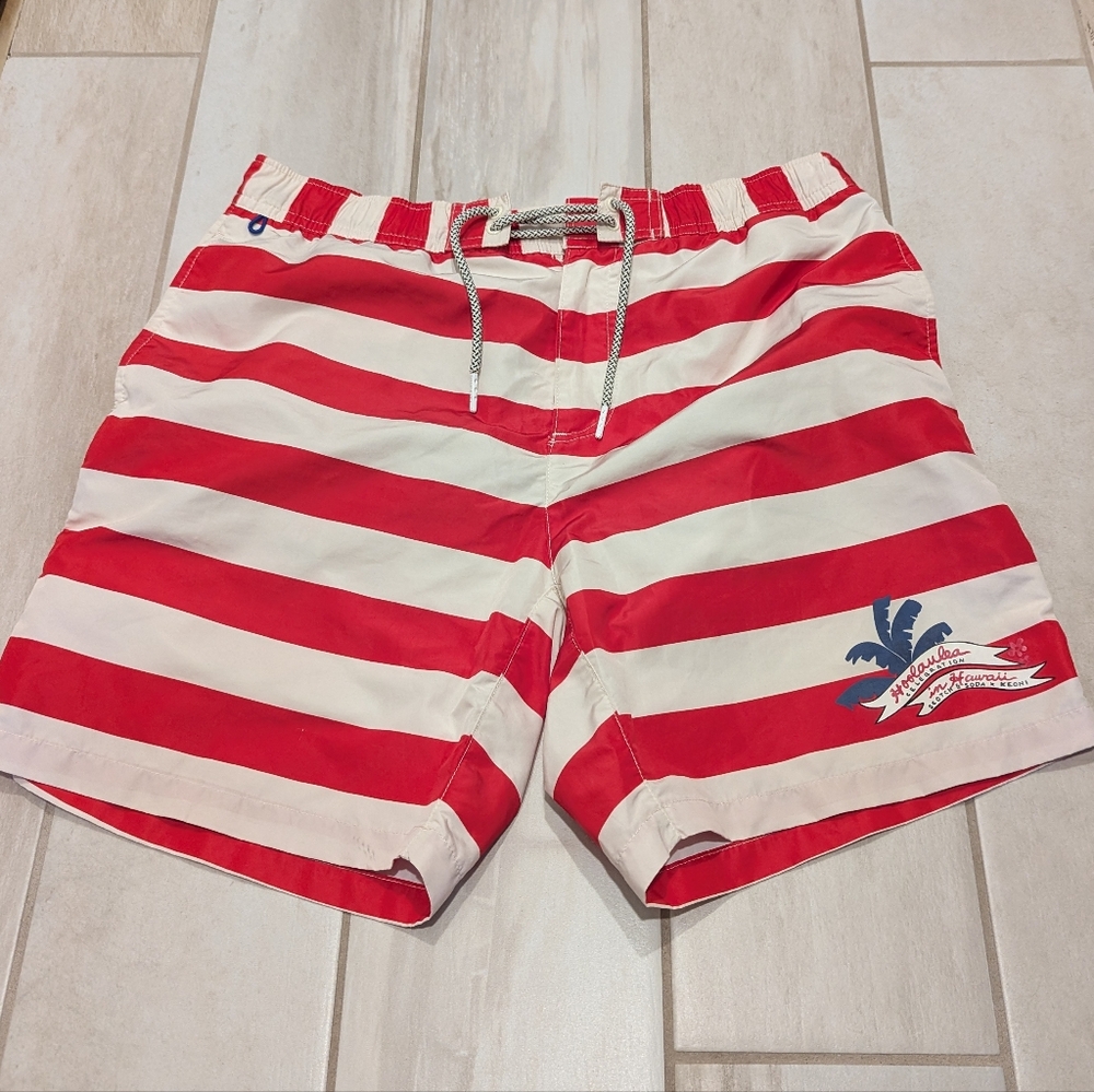 Scotch & Soda x Keoni Men's Red & White Striped Swim Shorts